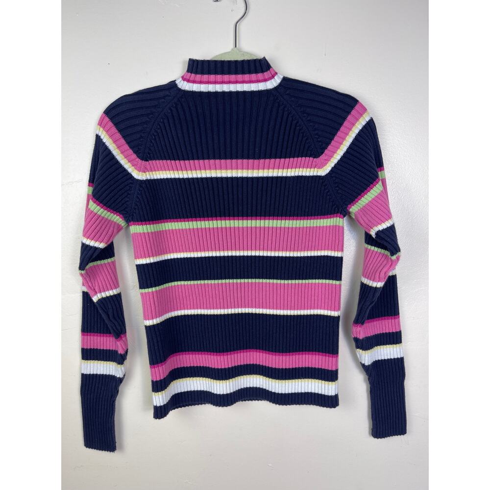 Women's XL Studio Works Colorful Striped Turtleneck Sweater